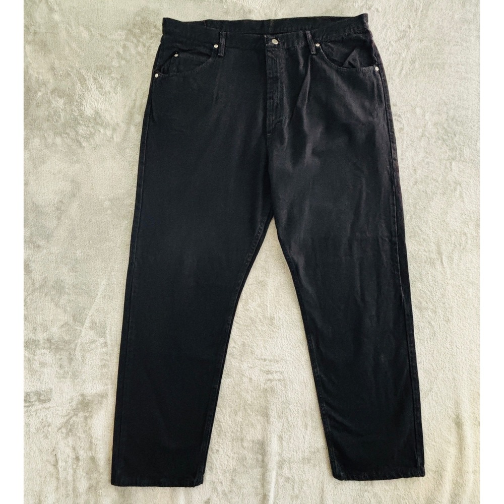 Wrangler Relaxed Fit Straight Leg Jeans Mens 42x32 Black Denim 97601CB New